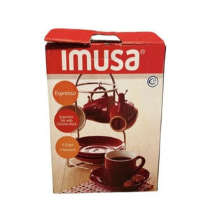 IMUSA Cappuccino Espresso Set with Stand 4 cups 4 saucers & Stand = 9 Pieces
